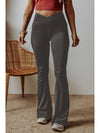 Dark Grey V Shape High Waist Flared Leggings