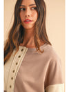 Parchment Colorblock Henley High Low Loose Sweatshirt