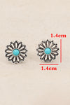 Silvery Turquoise Inlay Flower Stud Earrings