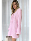 Light Pink Knot Lace Up Sexy Pajama Dress