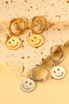 Gold Smile Face Alloy Dangle Earrings