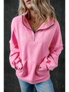 Black Zip-up Stand Neck Kangaroo Pocket Sweatshirt