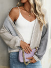 Contrast Open Front Long Sleeve Cardigan - Cocoa Yacht Club