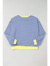 Green Stripe Contrast Edge Oversized Sweatshirt