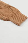 Apricot Ribbed Trim Hollow Knit Side Slits Cardigan