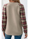 Apricot Plus Size Plaid Raglan Sleeve Crew Neck Sweatshirt