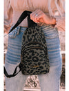 Leopard Printed PU Leather Zippered Fanny Pack Sling Bag