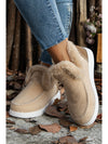 Beige Suede Stitching Patchwork Plush Lined Anklet Boots