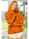 BiBi Ruched Long Sleeve Washed Fleece Hoodie