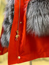 Genuine Silver Fox Fur Rabbit Fur Insulated Parka