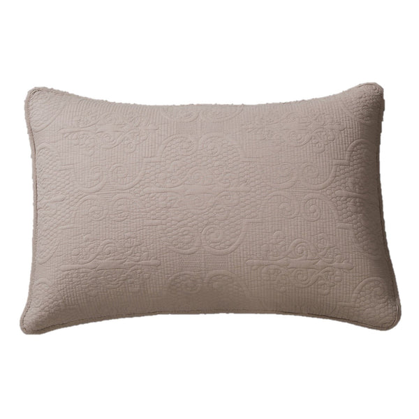 Taupe Beige Sand Dollar Floral Quilted Cotton Pillow Sham - 1-Piece  (JHW585)