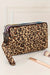 Brown Leopard Print PU Leather Wristlet Zipper Wallet