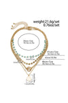 Gold Boho Circle Pendant Multi-Layered Necklace Set