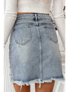 Distressed Raw Hem Heart Mini Denim Skirt