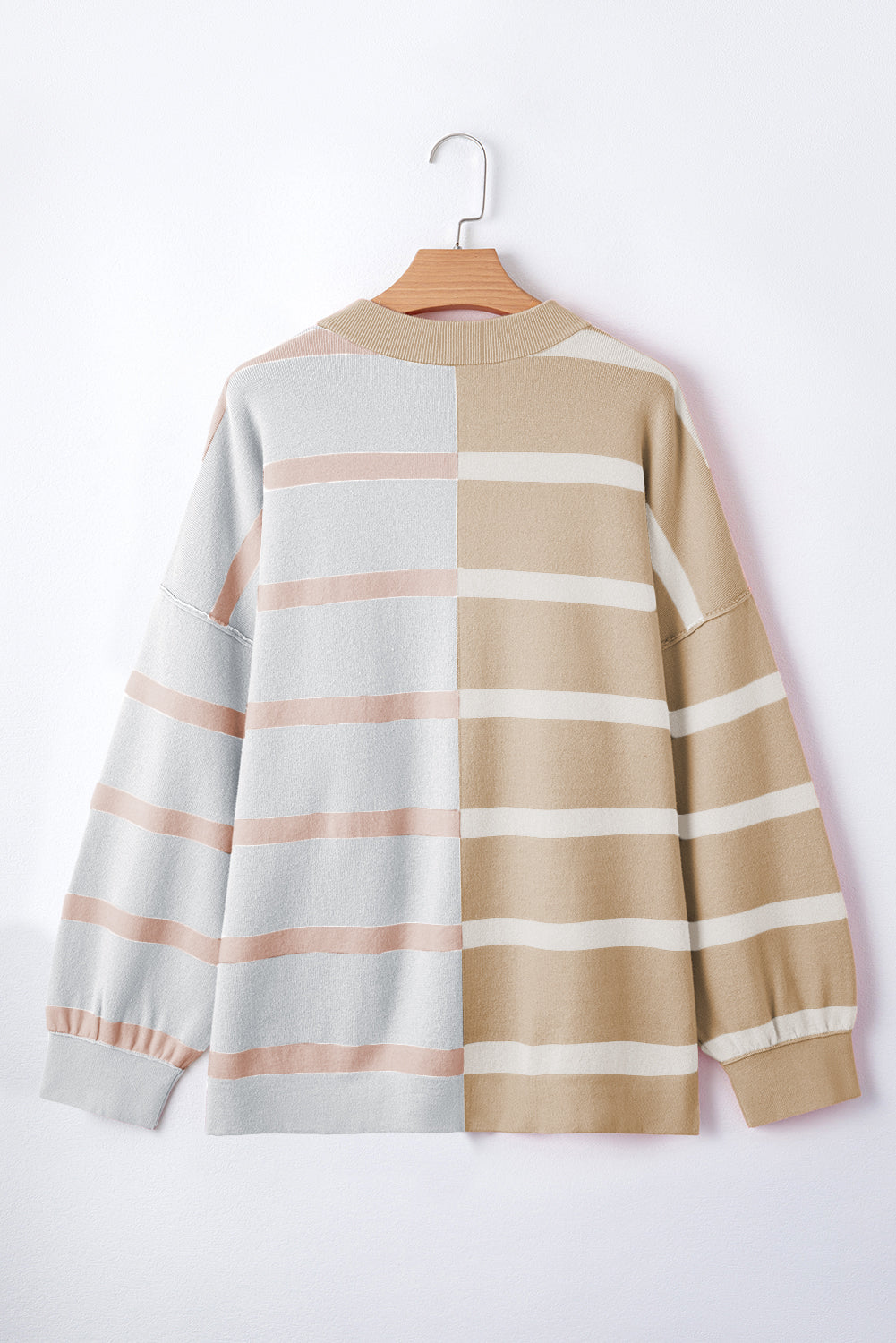 Blue Stripe Exposed Seam Patchwork Loose Sweatshirts