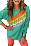 Black Rainbow Colorblock Pullover Sweatshirt