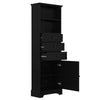 Black High Storage Cabinet with 3 Drawers and Adjustable Shelves