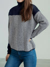 Contrast Turtleneck Long Sleeve Sweater