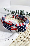 Navy Blue American Flag Print Knotted Hairband