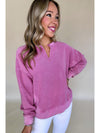 Skobeloff Notched Neck Exposed Seam Drop Shoulder Sweatshirt