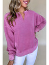 Skobeloff Notched Neck Exposed Seam Drop Shoulder Sweatshirt