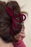 Fiery Red Velvet Bowknot Hair Clip