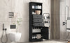 Black High Storage Cabinet with 3 Drawers and Adjustable Shelves