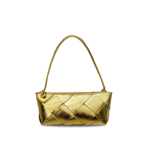 Cocoa Yacht Club Gold Woven Leather Handbag