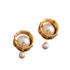 Cocoa Yacht Club Retro Circular Pearl Earrings