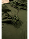 Smoke Green Half Zipper Kangaroo Pockets Drop Shoulder Hoodie