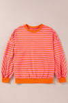 Blue Stripe Drop Shoulder Crew Neck Loose Sweatshirt