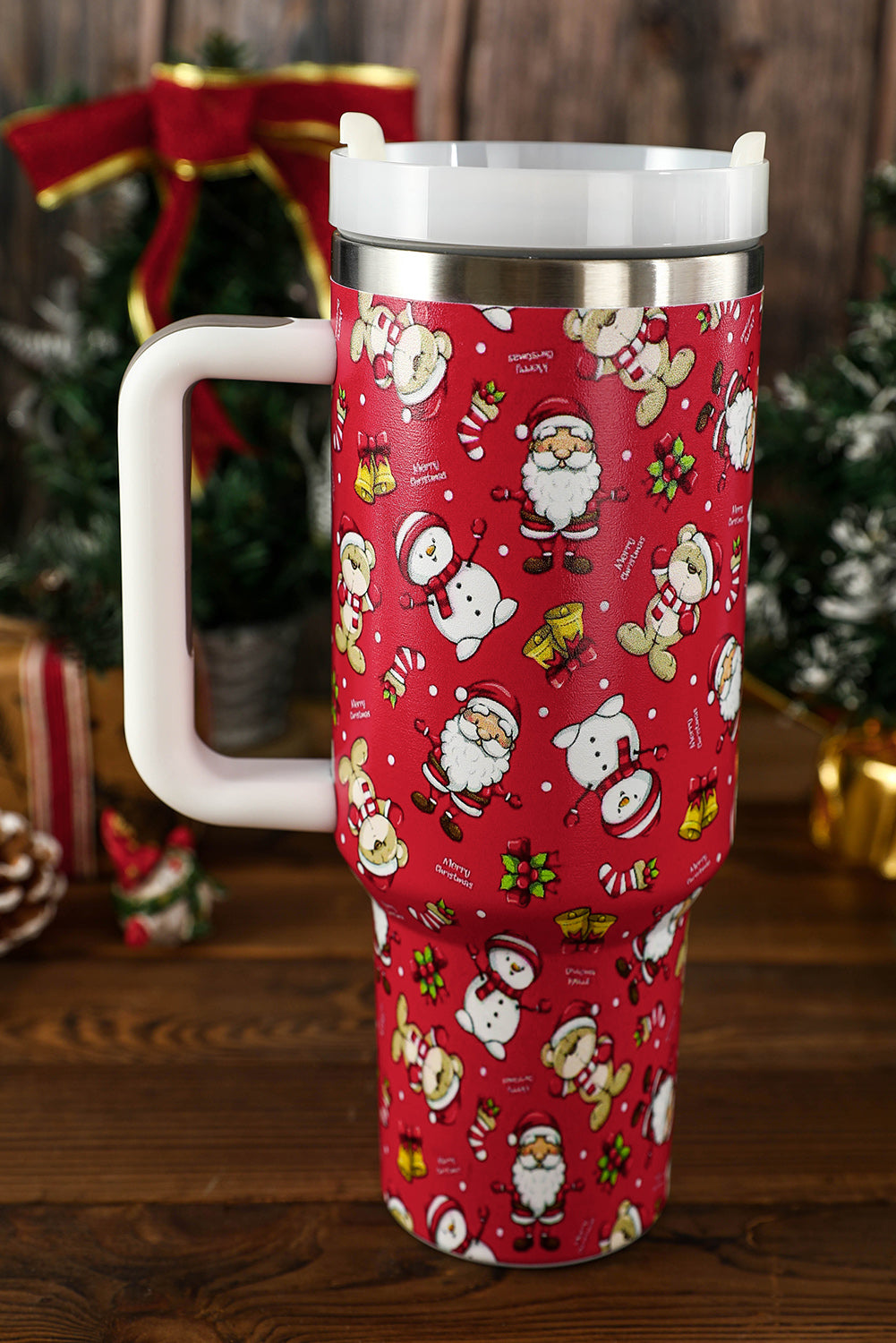 Blue Christmas Pattern Stainless Steel Tumbler