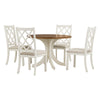 TOPMAX Mid-Century Solid Wood 5-Piece Round Dining Table Set, Kitchen Table Set with Upholstered Chairs for Small Places, Walnut Table+Beige Chair (old sku:SH000226AAD)