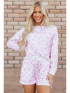 Pink Leopard Print Pullover and Shorts Pajama Set