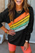 Black Rainbow Colorblock Pullover Sweatshirt