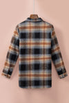 Black Plaid Collared Split Button Up Shacket