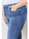 Blue Plus Size Exposed Seam High Waist Flare Jeans