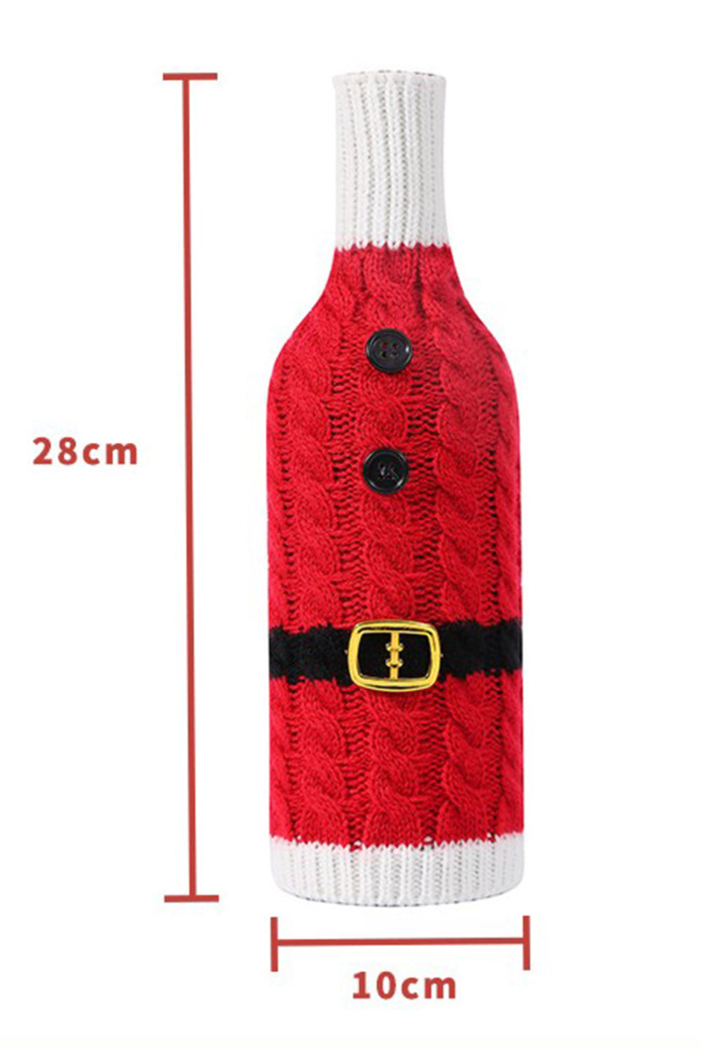 Racing Red Christmas Stripes Knitted Jingle Bell Wine Bottle Sleeve