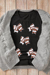 Black Game Day Football Bowknot Graphic T Shirt