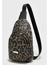 Leopard Printed PU Leather Zippered Fanny Pack Sling Bag