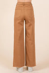 Mittoshop Twill High Waisted Button Fly Wide Leg Pants