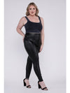 Plus High Rise Faux Leather Leggings