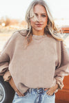 Light Grey Drop Shoulder Crinkle Rib Oversized Sweatshirt