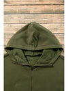 Smoke Green Half Zipper Kangaroo Pockets Drop Shoulder Hoodie