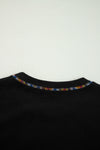 White Contrast Rainbow Trim Drop Shoulder Pullover Sweatshirt