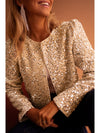 Golden Fleece Sequin Open Front Collarless Jacket