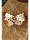 Gold Textured Crossover Metal Cuff Wide Bracelet