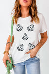 White Halloween Playful Ghost Patched Cotton Blend T Shirt