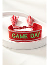 Fiery Red GAME DAY Embroidered Woven Tassel Decor Bracelet