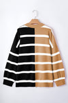 Blue Stripe Exposed Seam Patchwork Loose Sweatshirts